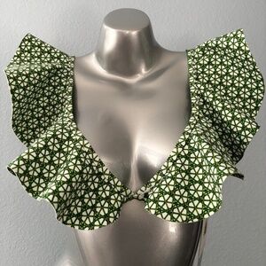 Antonio Melani x Style by Simkins Swim Bikini Marguerite Top Ruffle Green Nwt